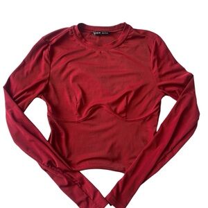 Shein Red Long Sleeve Crop Top